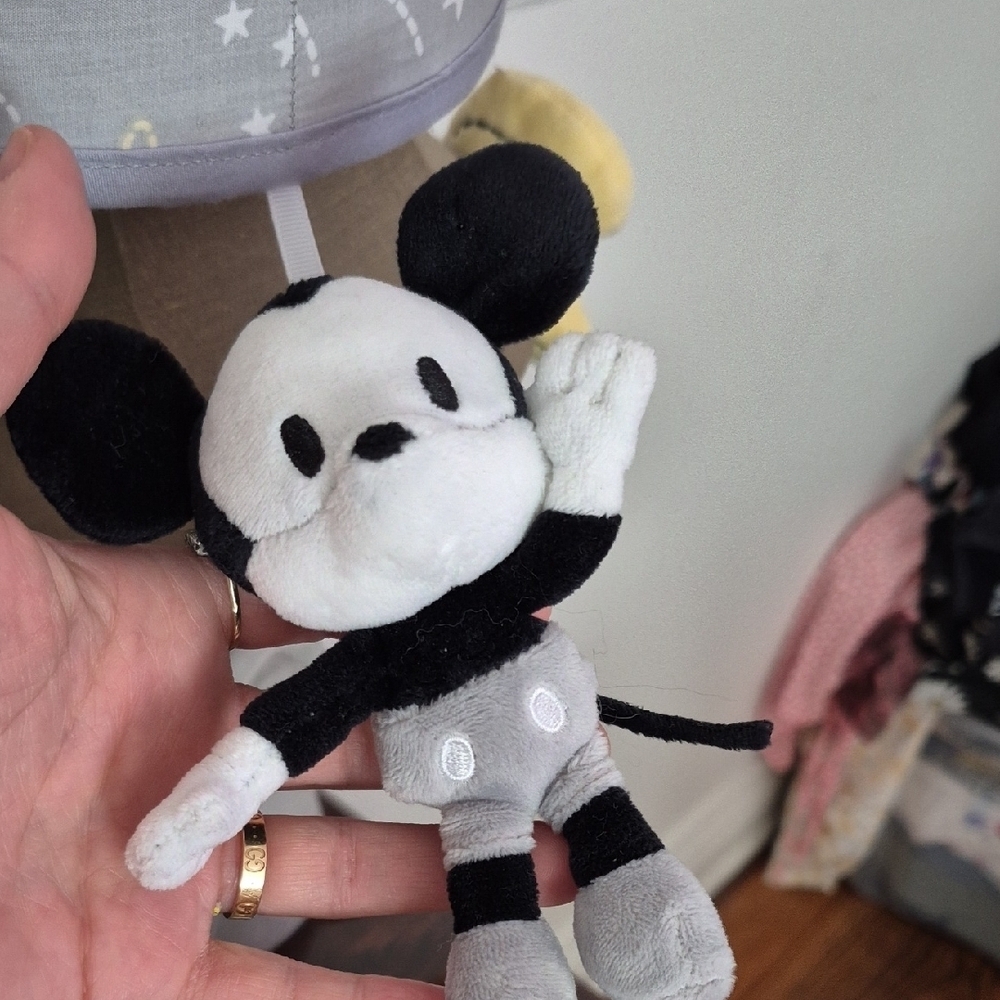 Gray and Yellow Baby Mobile with Mouse and Moon - Picture 2 of 3